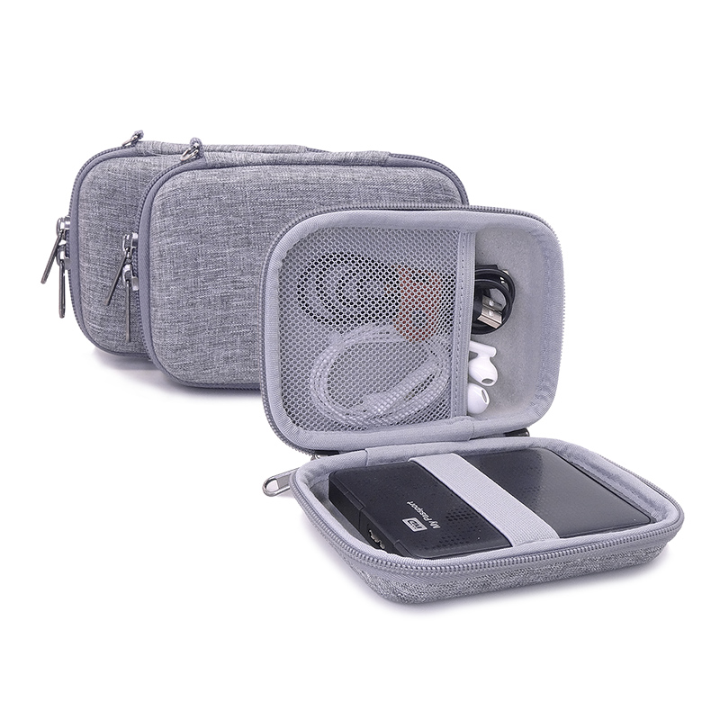 Tech Accessories Hard Case - Szara lniana twarda torba EVA na